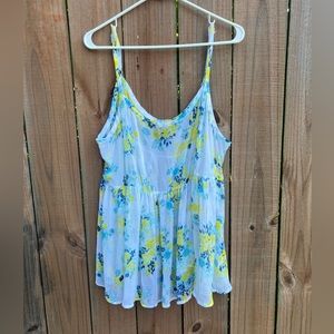 Torrid - Size 3 (3XL) - White Cami with Yellow/Blue Floral Design